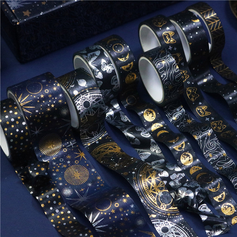 9 Rolls Dark Night Foil Washi Tape Set