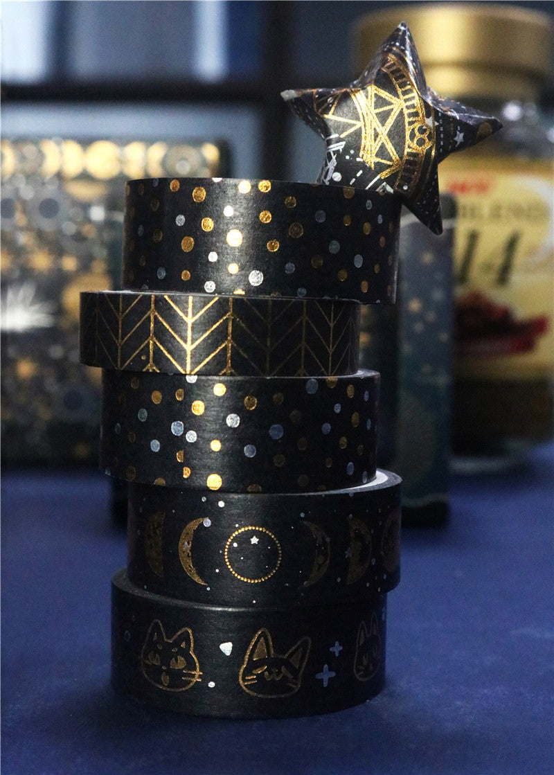 9 Rolls Dark Night Foil Washi Tape Set