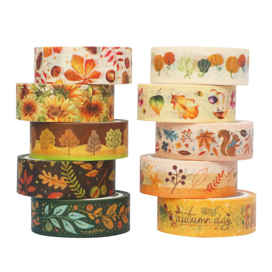 Autumn Day Washi Tape Set 10 Rolls 15mm x 5m