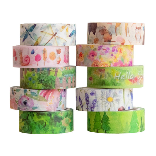 Hello Spring Washi Tape Set 10 Rolls 15mm x 5m