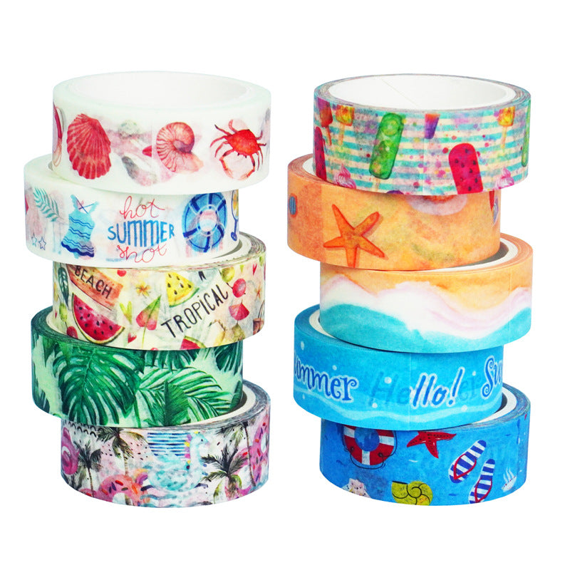 10 Rolls Hello Summer Washi Tape Set 15mm x 5m