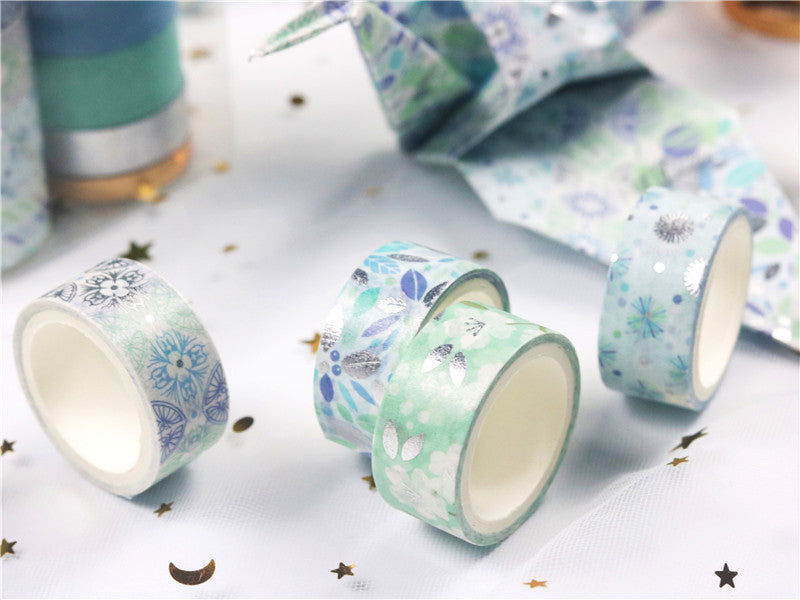 Blue Washi Tape Set 12 Rolls 15mm x 3m