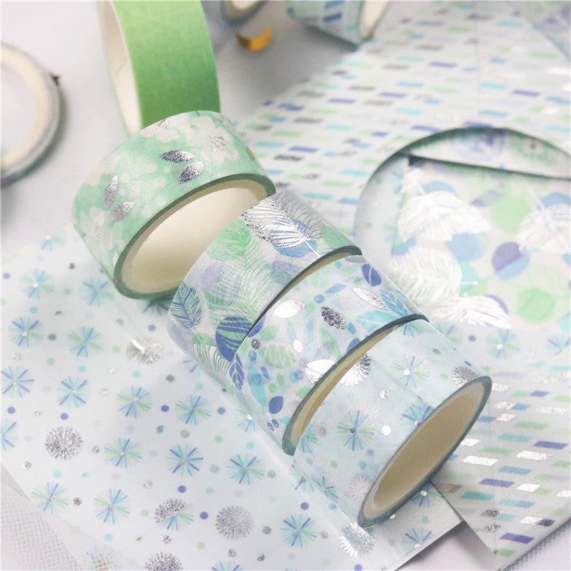 Blue Washi Tape Set 12 Rolls 15mm x 3m