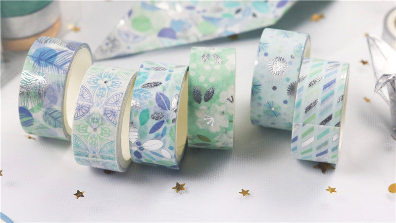 Blue Washi Tape Set 12 Rolls 15mm x 3m