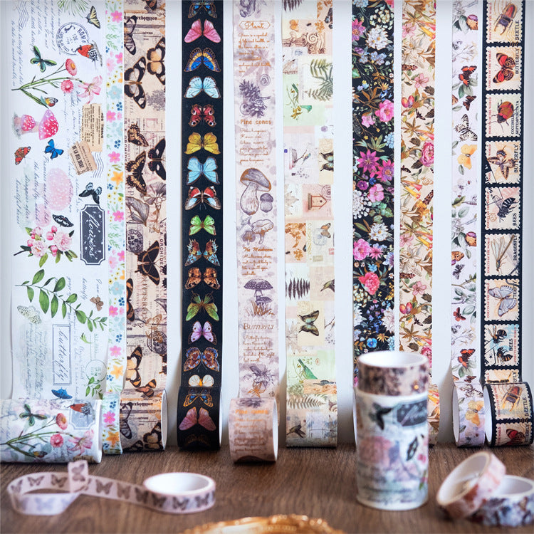 Vintage Butterfly Floral Washi Masking Tape Set 18 Rolls