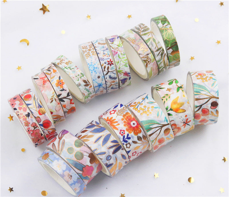 Bloodming Floral Gold Washi Tape Set 18 Rolls