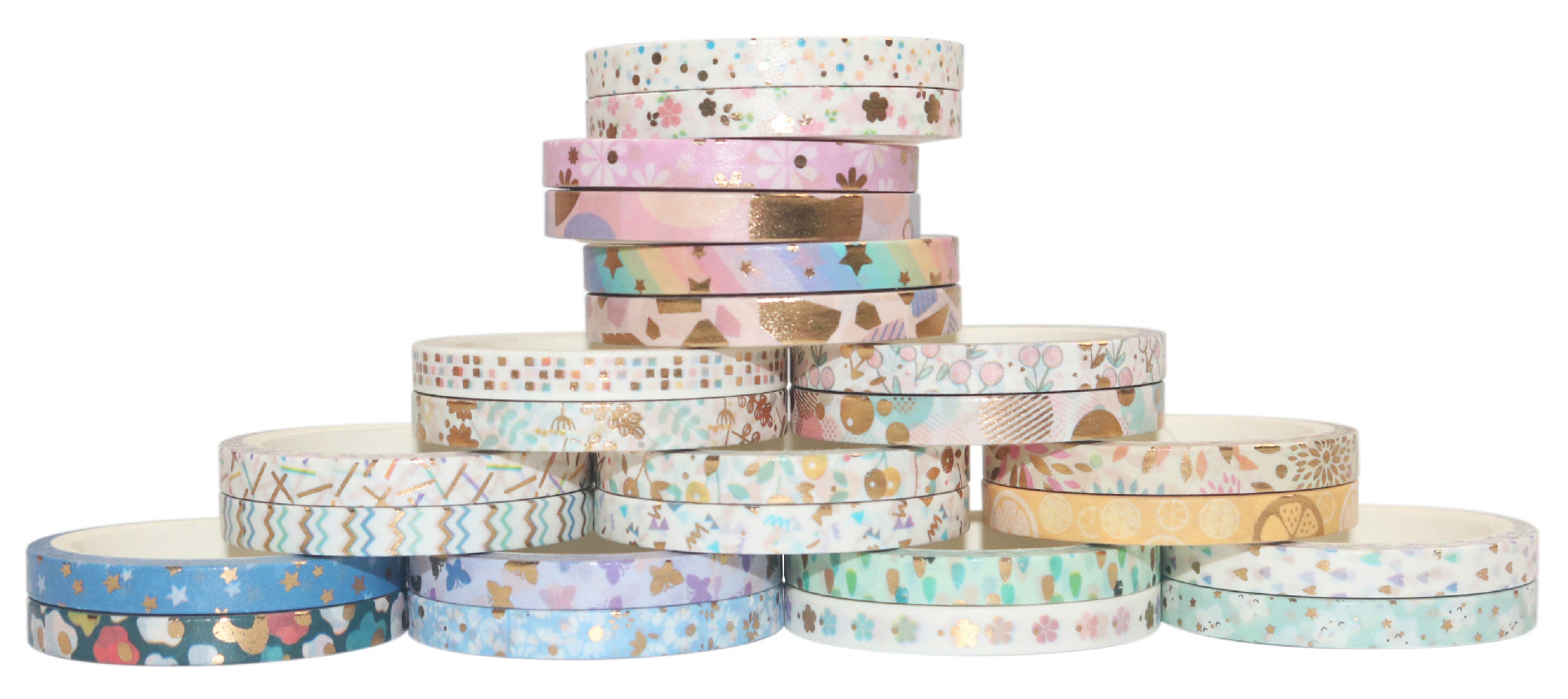 Skinny Gold Foil Washi Masking Tape Set 24 Rolls 5mm x 4m