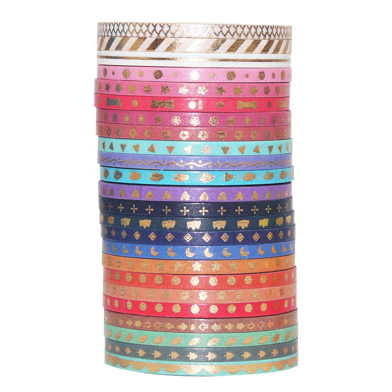 24 Rolls Skinny Washi Tape Set Slim 3mm x 5m