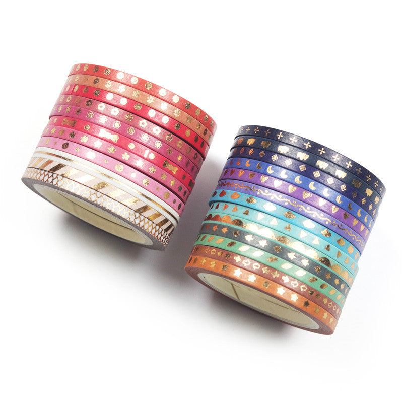 24 Rolls Skinny Washi Tape Set Slim 3mm x 5m