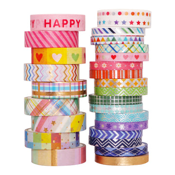 Rainbow Foil Washi Masking Tape Set 27 Rolls