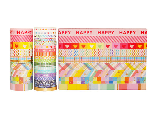 Rainbow Foil Washi Masking Tape Set 27 Rolls - TTpen