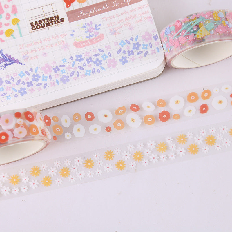 30 Rolls Floral Washi Tape Set PET Decorative Flowers Patterns Transparent Masking Tapes