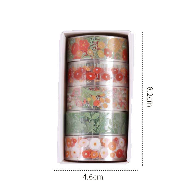 30 Rolls Floral Washi Tape Set PET Decorative Flowers Patterns Transparent Masking Tapes