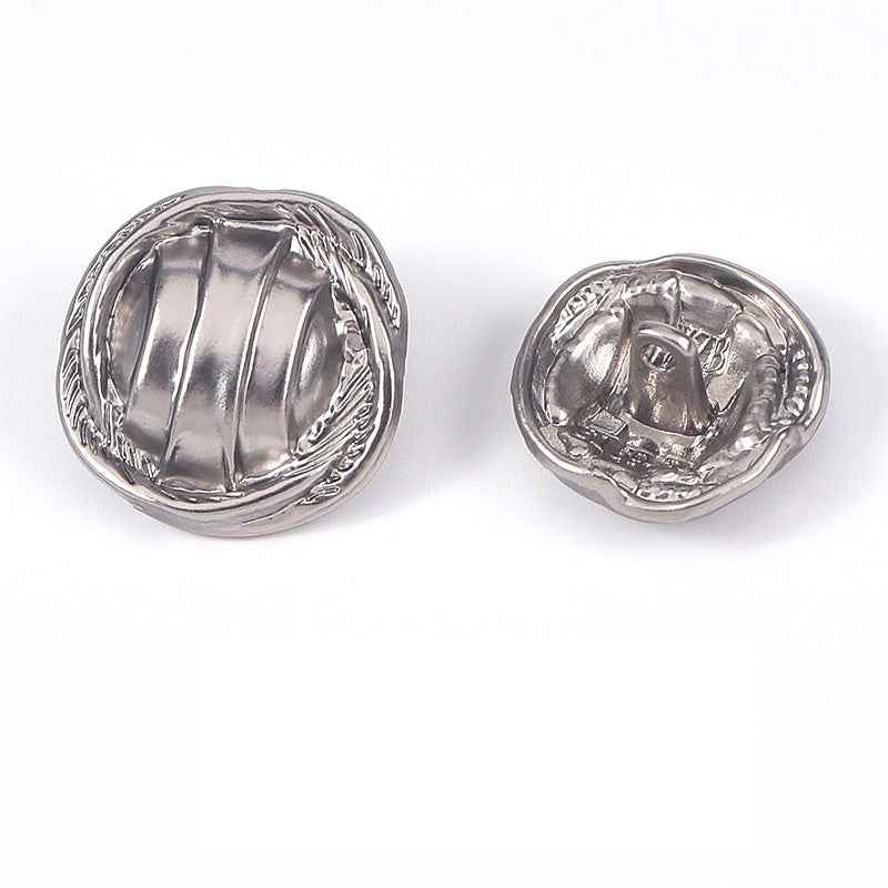 Textured stripe metal shank buttons, silver metal backs with shanks