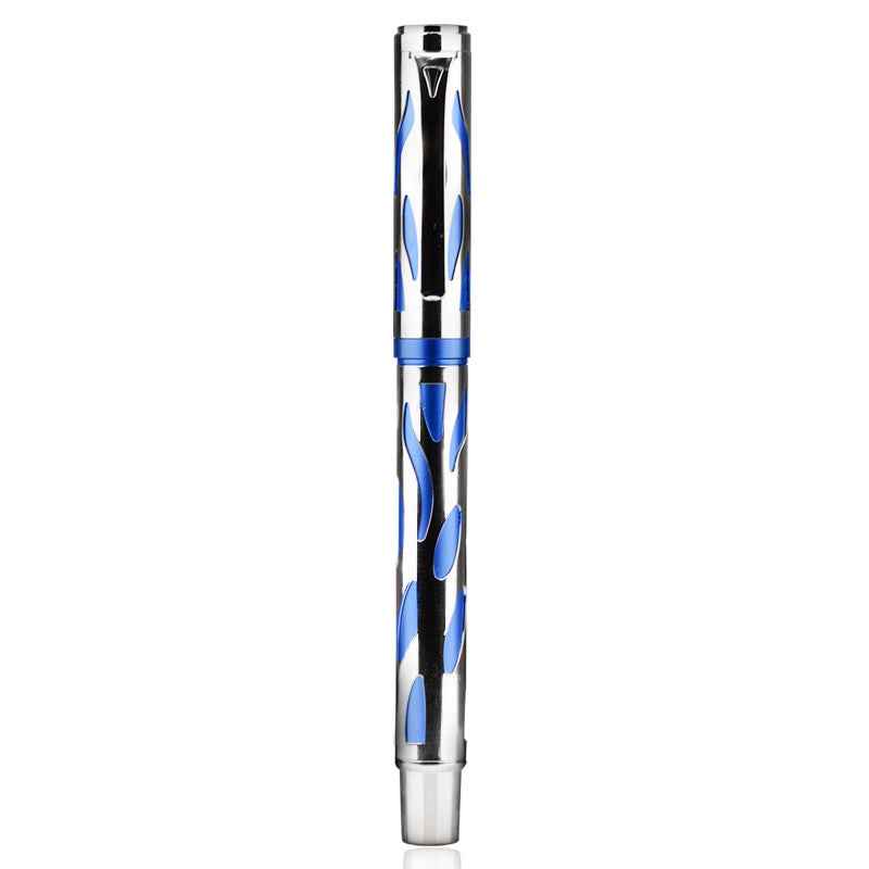 Wing Sung 9578 Fountain Pen – Metal Hollow Body Blue Silver