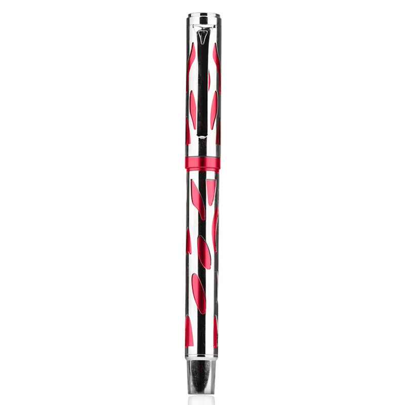 Wing Sung 9578 Fountain Pen – Metal Hollow Body Red Silver