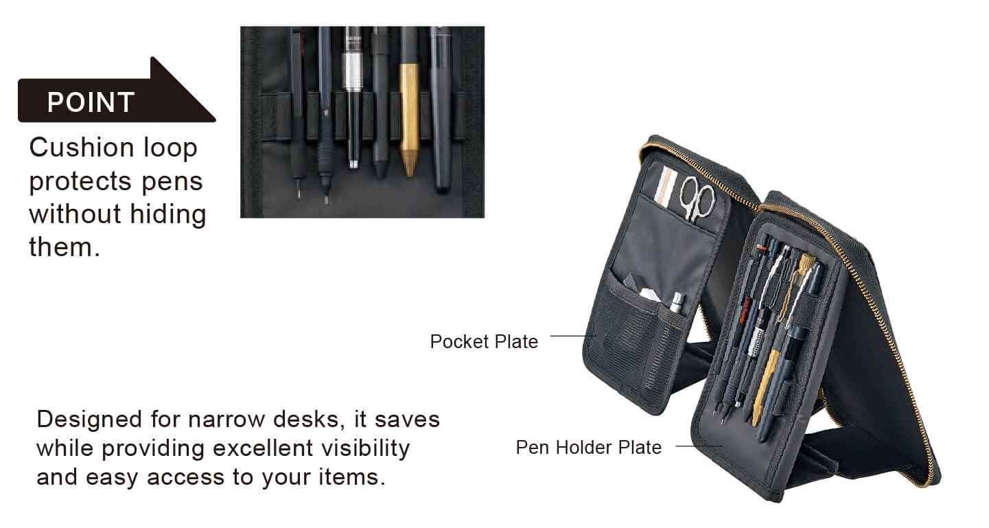 LIHIT LAB A-3803 Stand Book Pen Case PU Leather