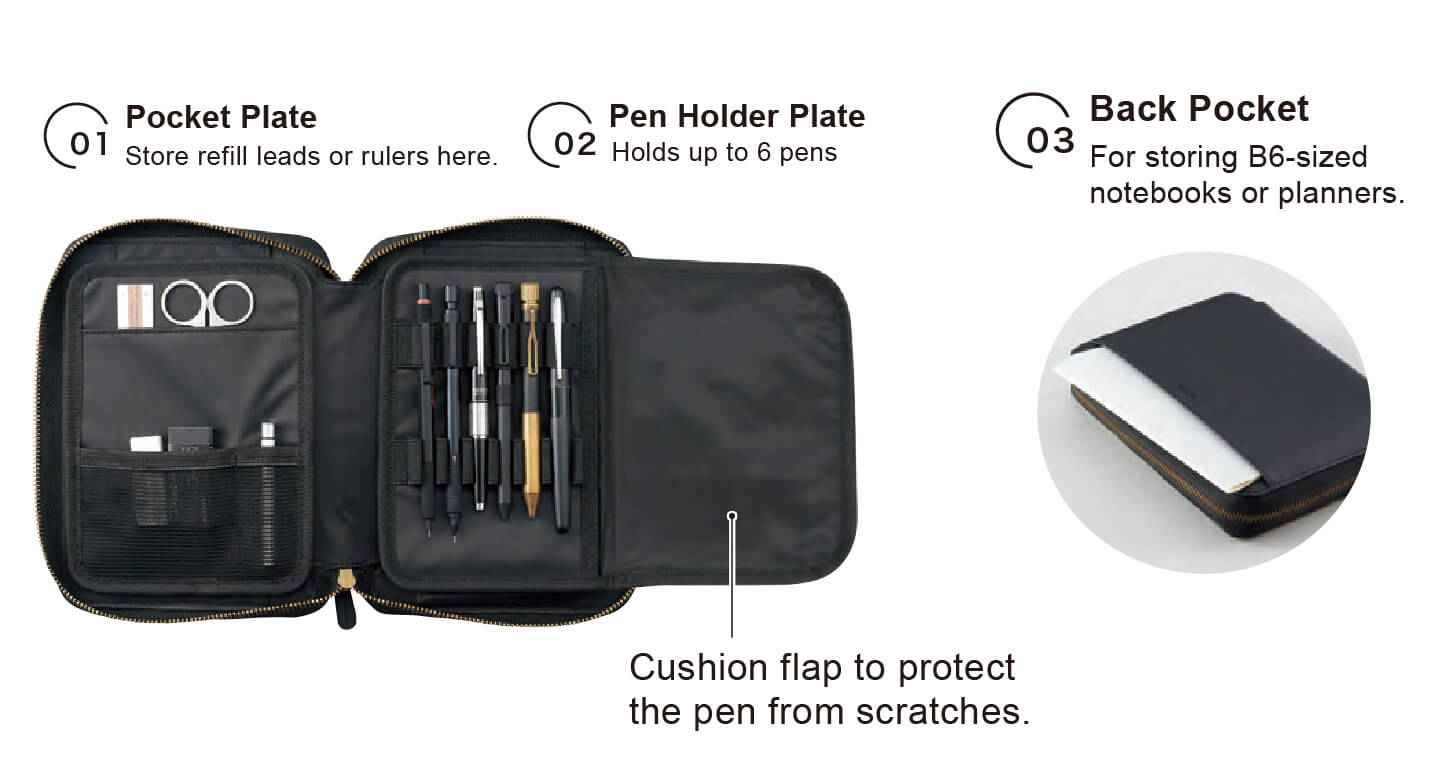 LIHIT LAB A-3803 Stand Book Pen Case PU Leather