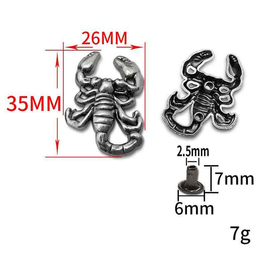 35x26MM Vintage Punk Scorpion Rivets Antique Silver Metal Studs 10pcs