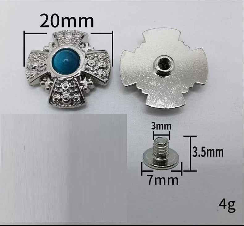 20MM punk belt screw stud rivet, size 7mm stem, 3.5mm head (back view)