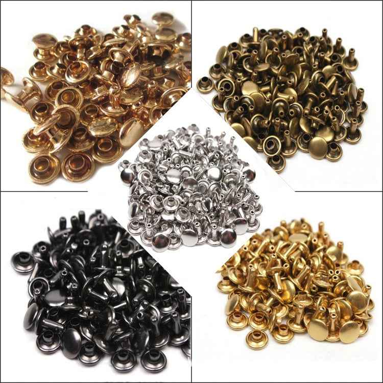 5-farbig Metall-Druckknöpfe, flache Doppel-Kappen, 100er Set für Leder & DIY