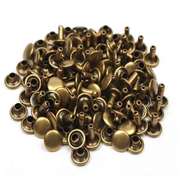 Goldfarbene Metall-Druckknöpfe mit flacher Doppel-Kappe, 100er Pack