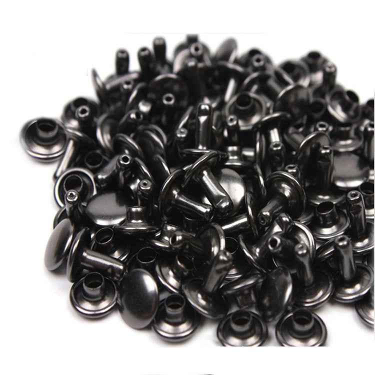 Schwarze Metall-Druckknöpfe mit flacher Doppel-Kappe, 100er Pack