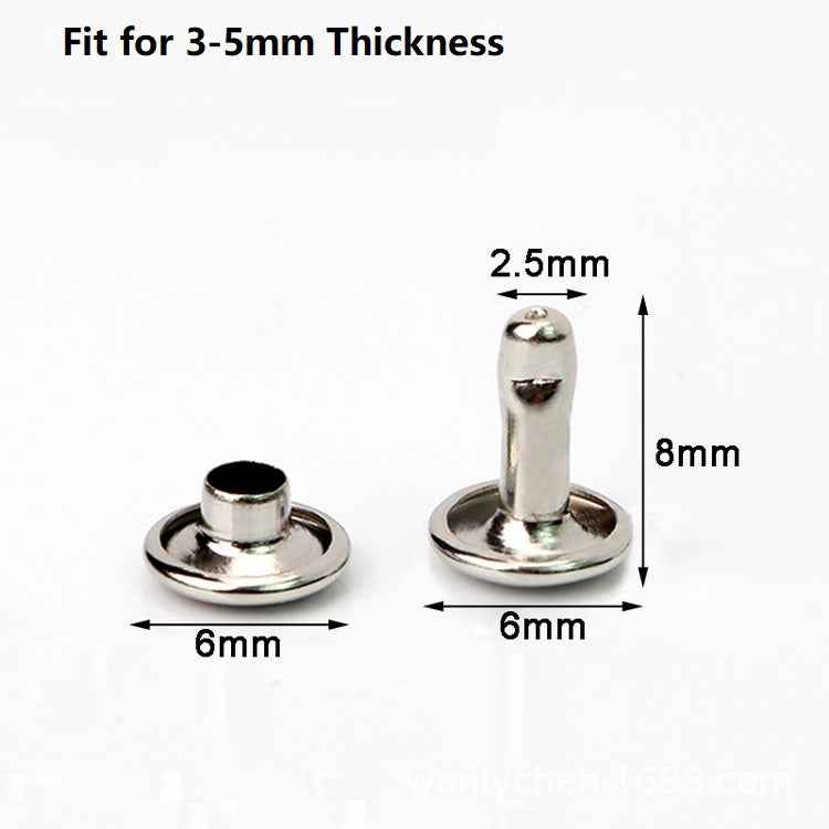 Maßskizze: Druckknopf-Doppel-Kappe, passt für 3–5 mm, 6 mm Breite, 8 mm Höhe