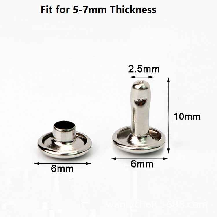 Maßskizze: Druckknopf-Doppel-Kappe, passt für 5–7 mm, 6 mm Breite, 10 mm Höhe