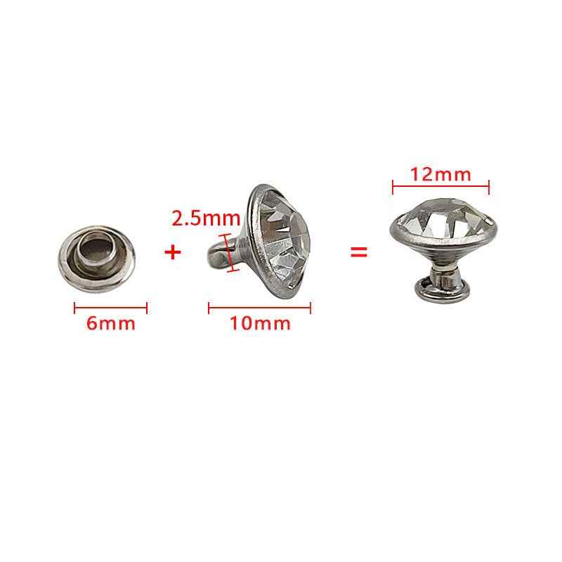 5-12MM silberfarbene Strass-Studs mit klarem Kristall und Metallfassung