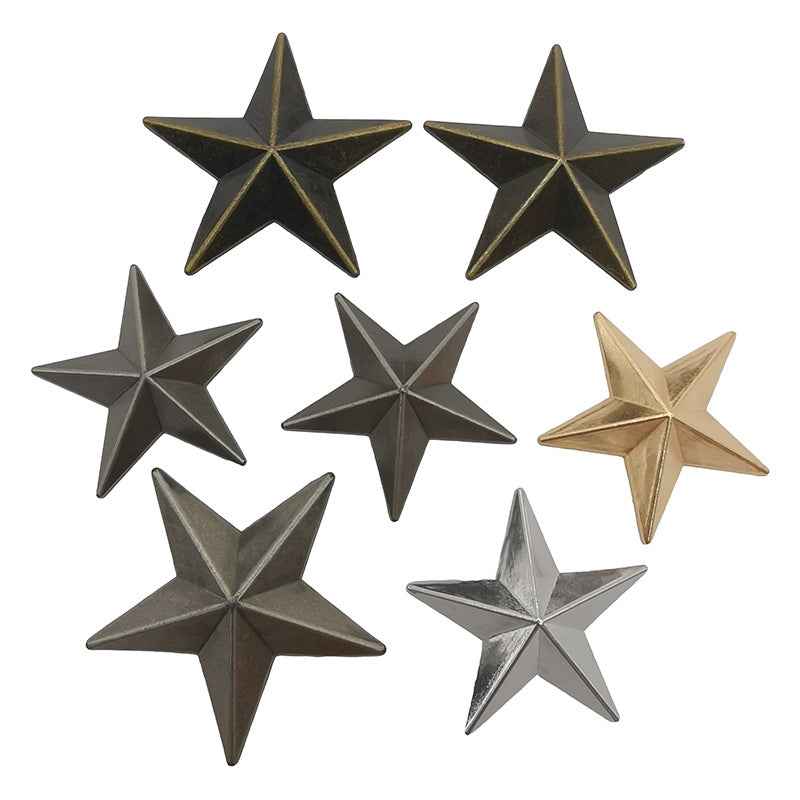 Star rivet screws: star studs in gold, silver, bronze, antique silver and gunmetal