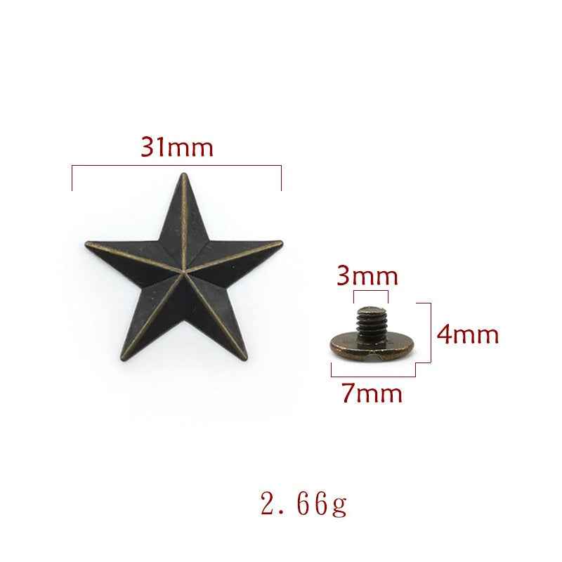 Star rivet screw, 31mm star head; 7mm base, 4mm washer, 3mm thread