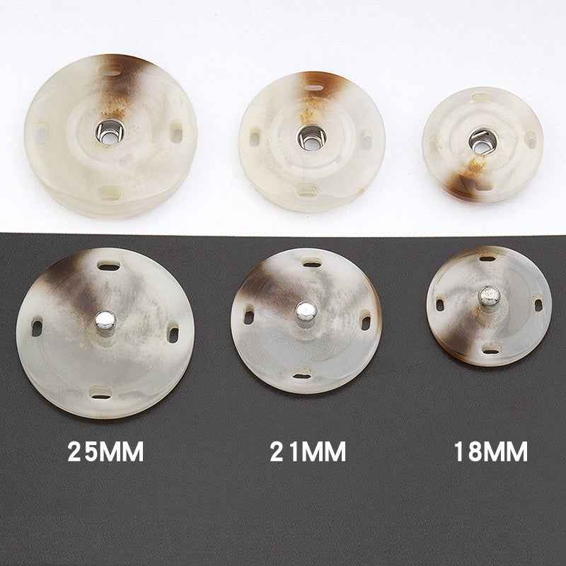 Verdeckte Druckknöpfe in 25mm, 21mm und 18mm, runde Harzknöpfe, weiß/beige