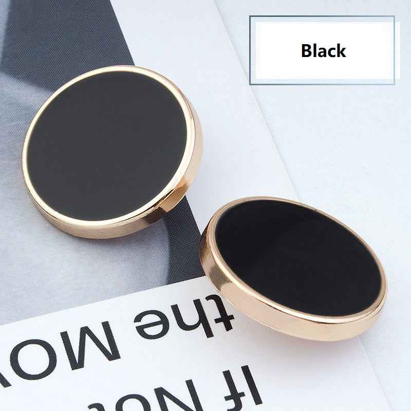 Round alloy shank button, black face with gold-tone rim (36-pack)