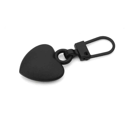 39mm x 16.5mm Universal Heart Detachable Metal Zipper Pull 12pcs Black