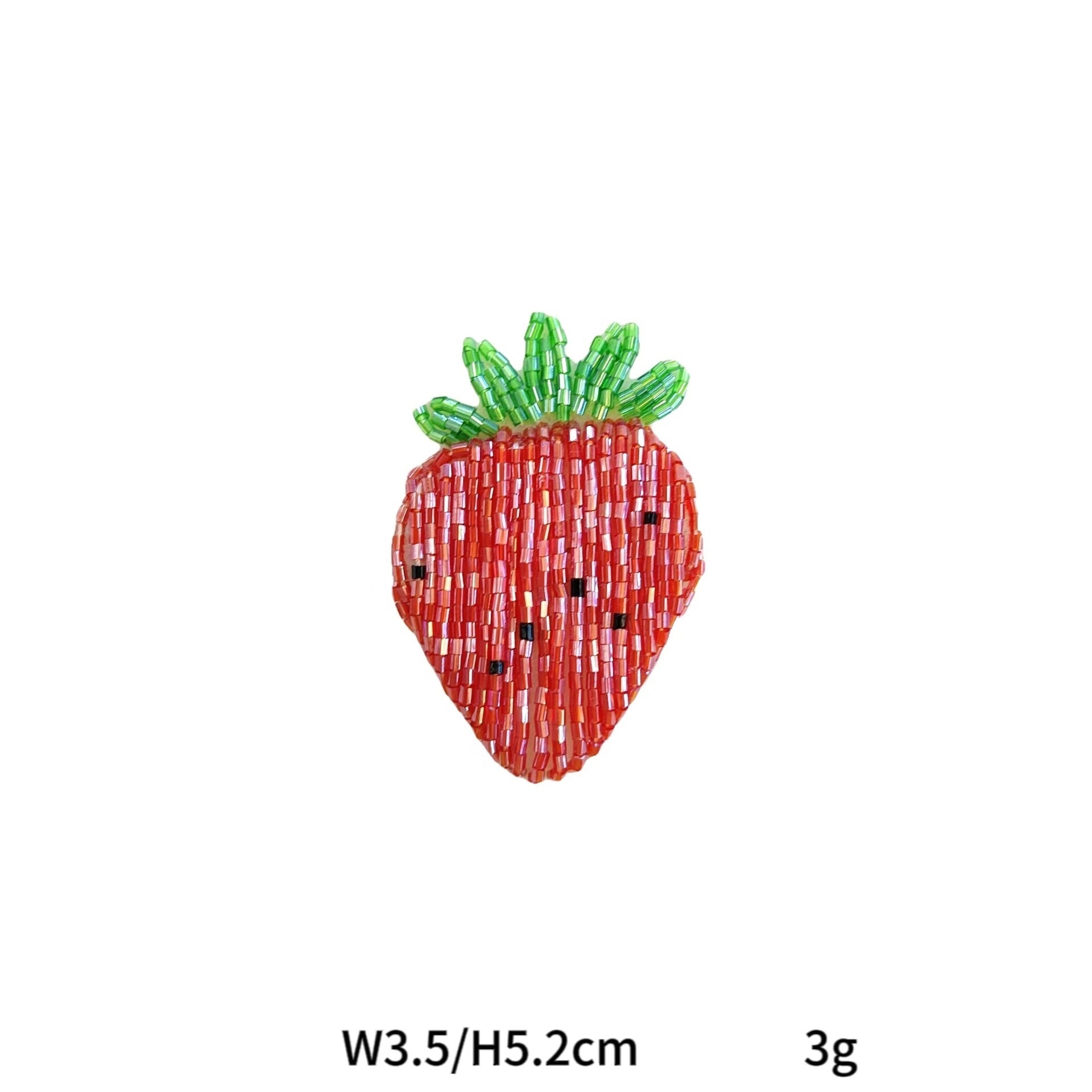 Beaded strawberry hairpin with red body and green bead top
