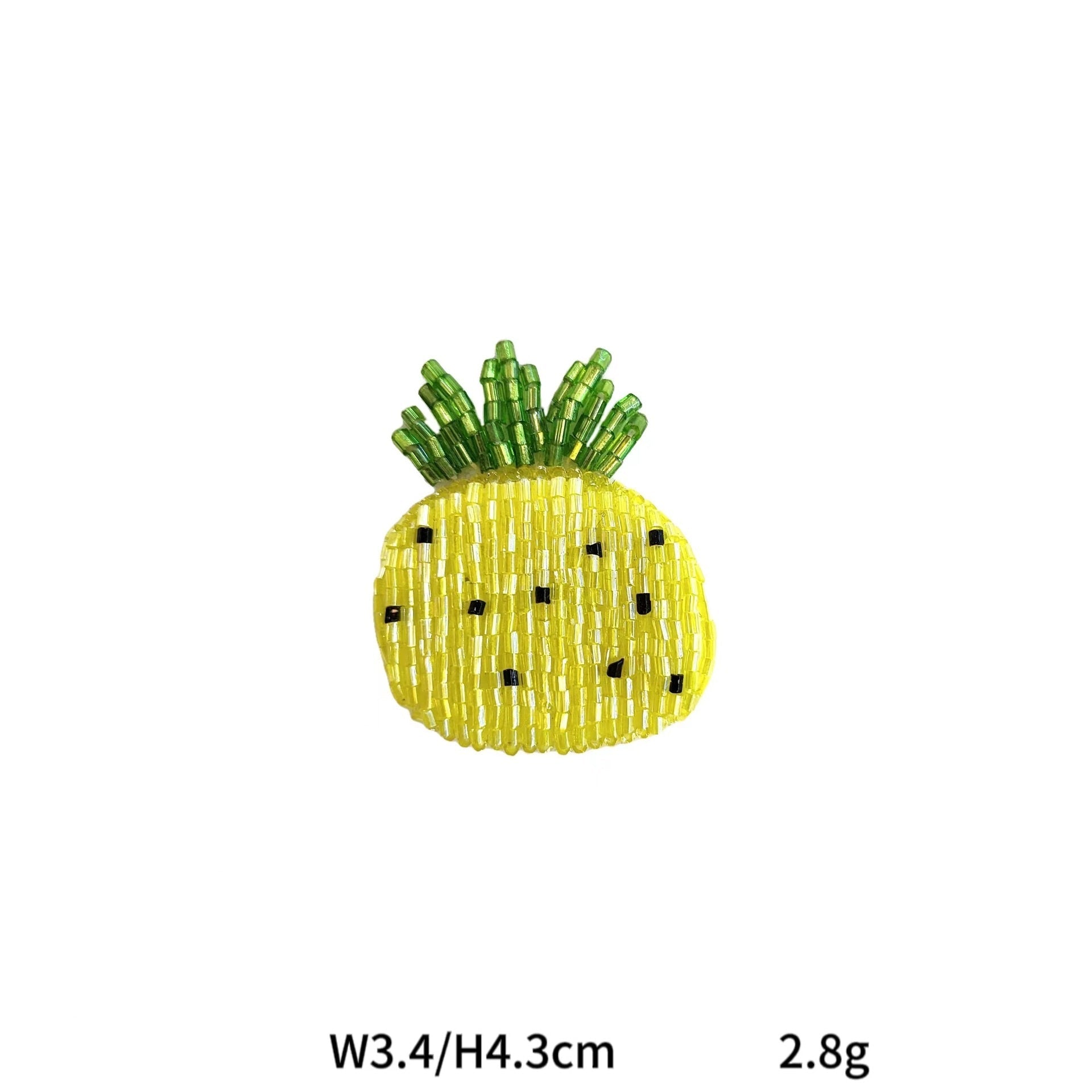 Beaded lemon hairpin with green top and black seed dots