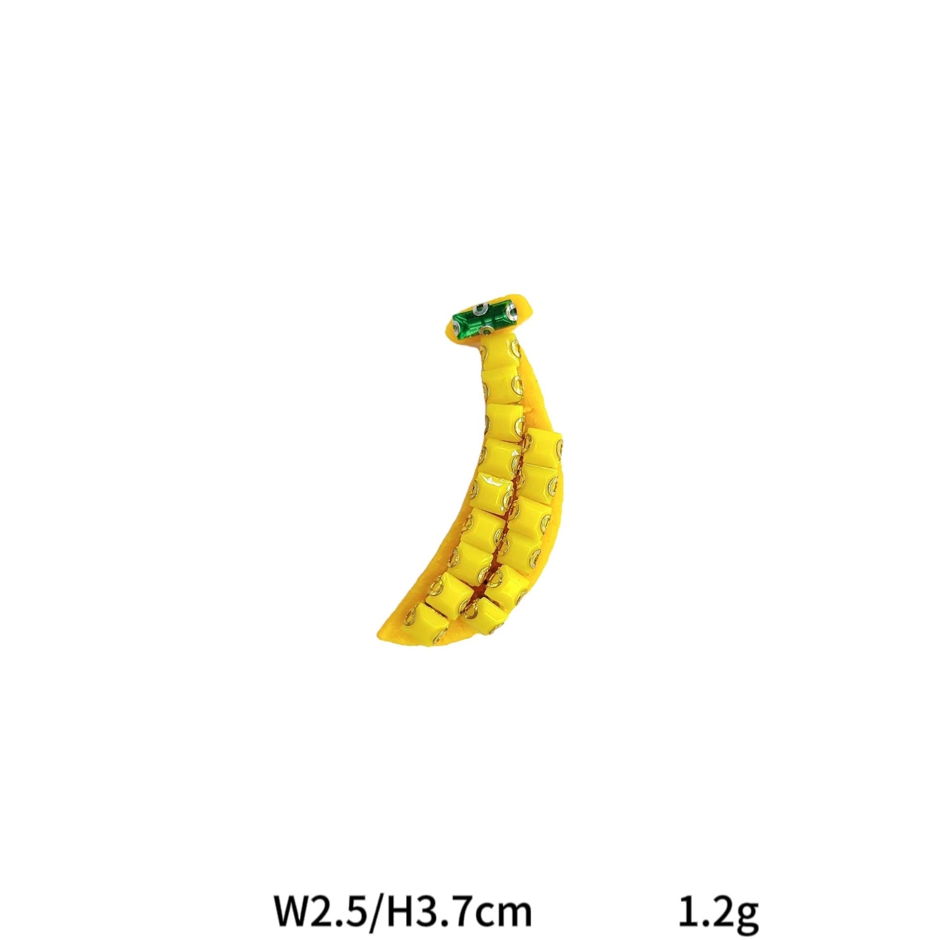 Beaded banana hairpin in yellow with green peel tip