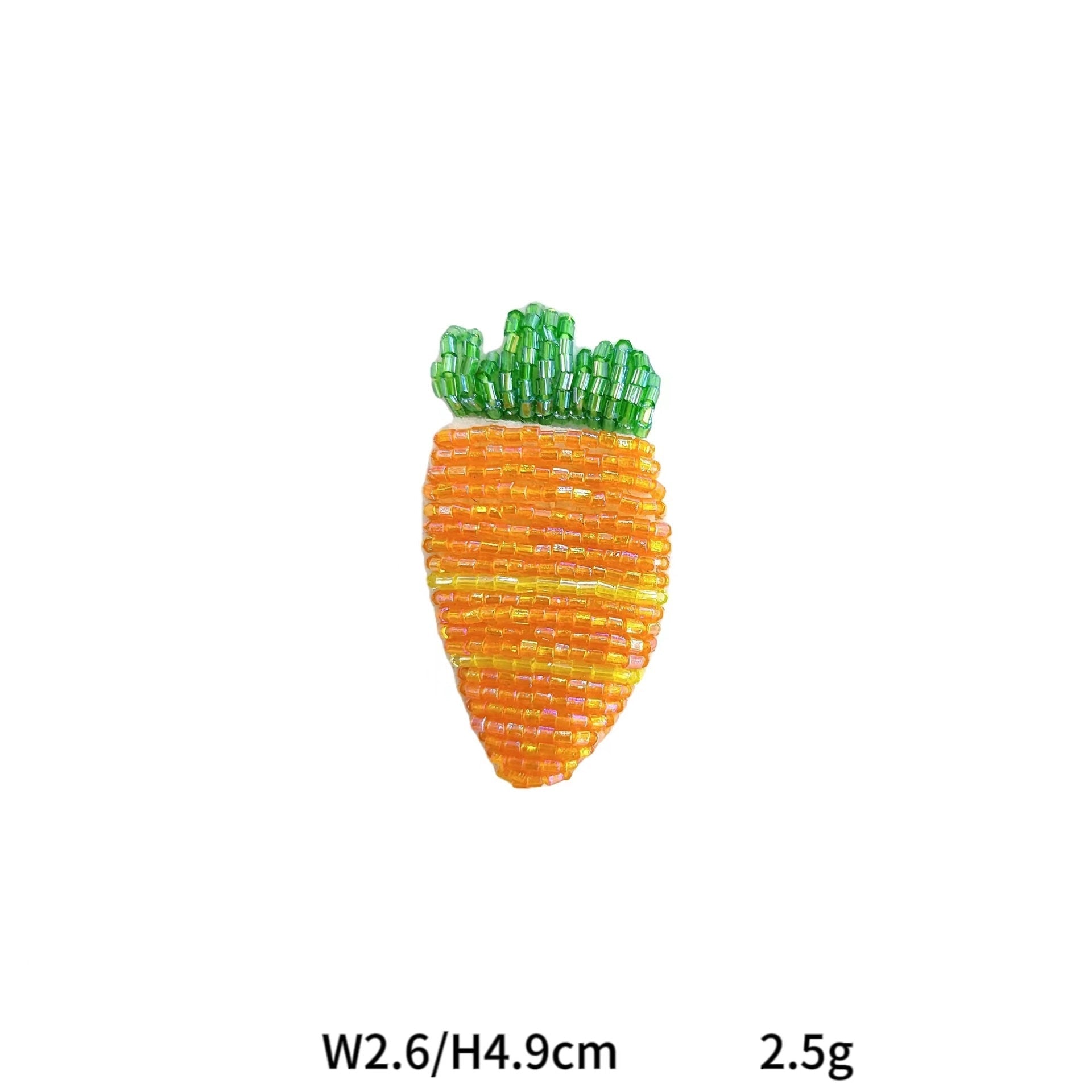 Beaded carrot hairpin in orange with green bead top