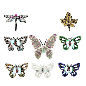 8-pack crystal butterfly sequin appliques with rhinestones, assorted colors