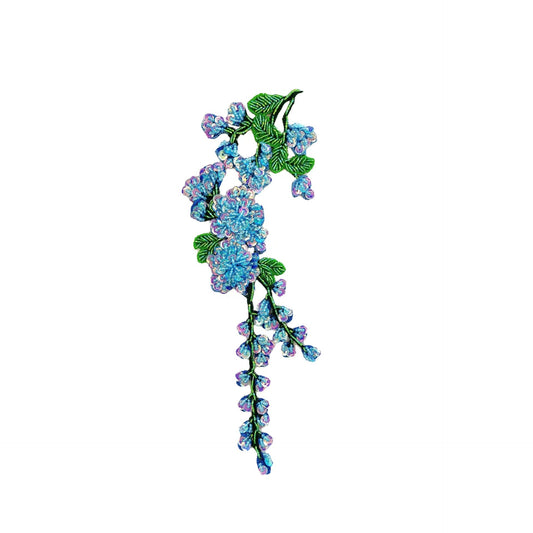 Plum Blossom Water-Soluble Embroidered Applique - Decorative Patch Blue