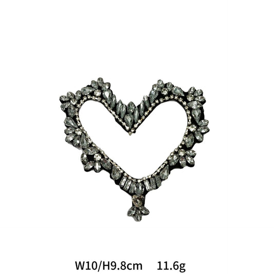 Hollow Heart Diamond Marquise Hand-Beaded Acrylic Applique 5 Pack