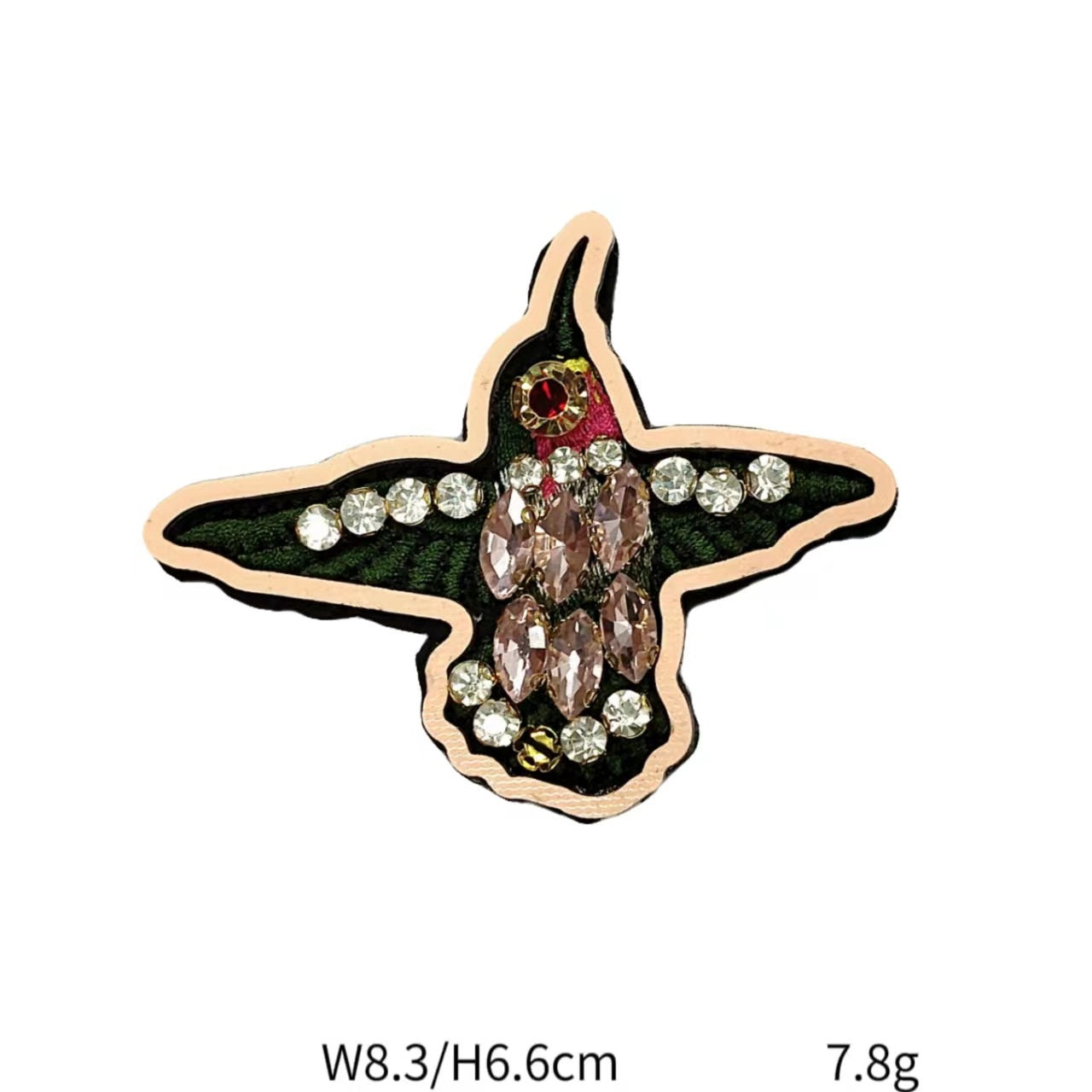 Beaded sequin star patch with crystal center and rhinestone outline
