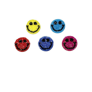 2-inch smiley face fabric patches, set of 5 colors