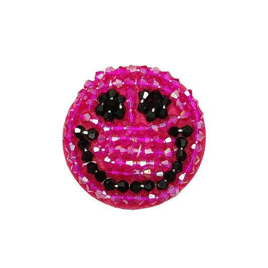 2-Inch Cartoon Smiley Face Handcrafted Fabric Patches 5 Colors