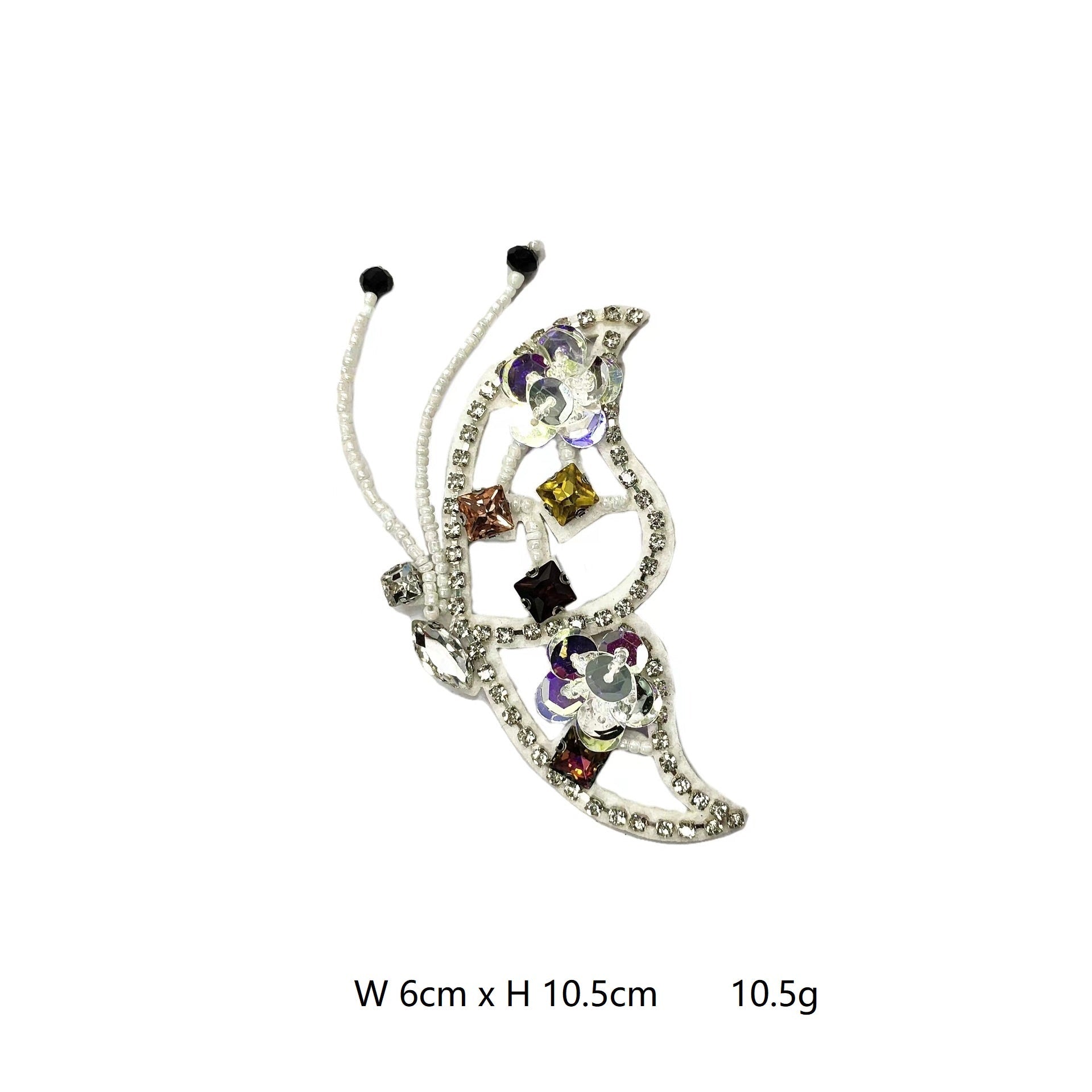 3D-Schmetterling-Patch in hellem Strass mit bunten Schmuckstein-Akzenten