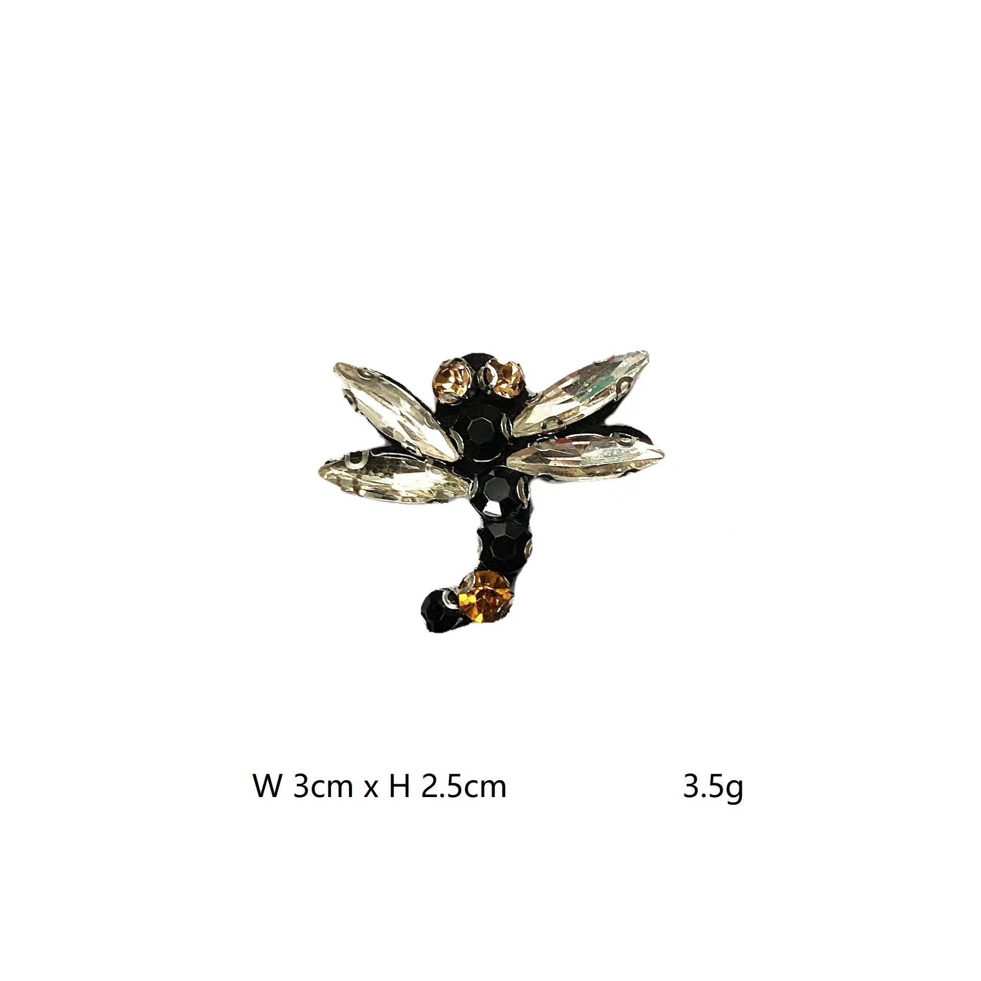 Kleiner Schmetterling-Patch mit schwarzen, goldenen und klaren Schmucksteinen