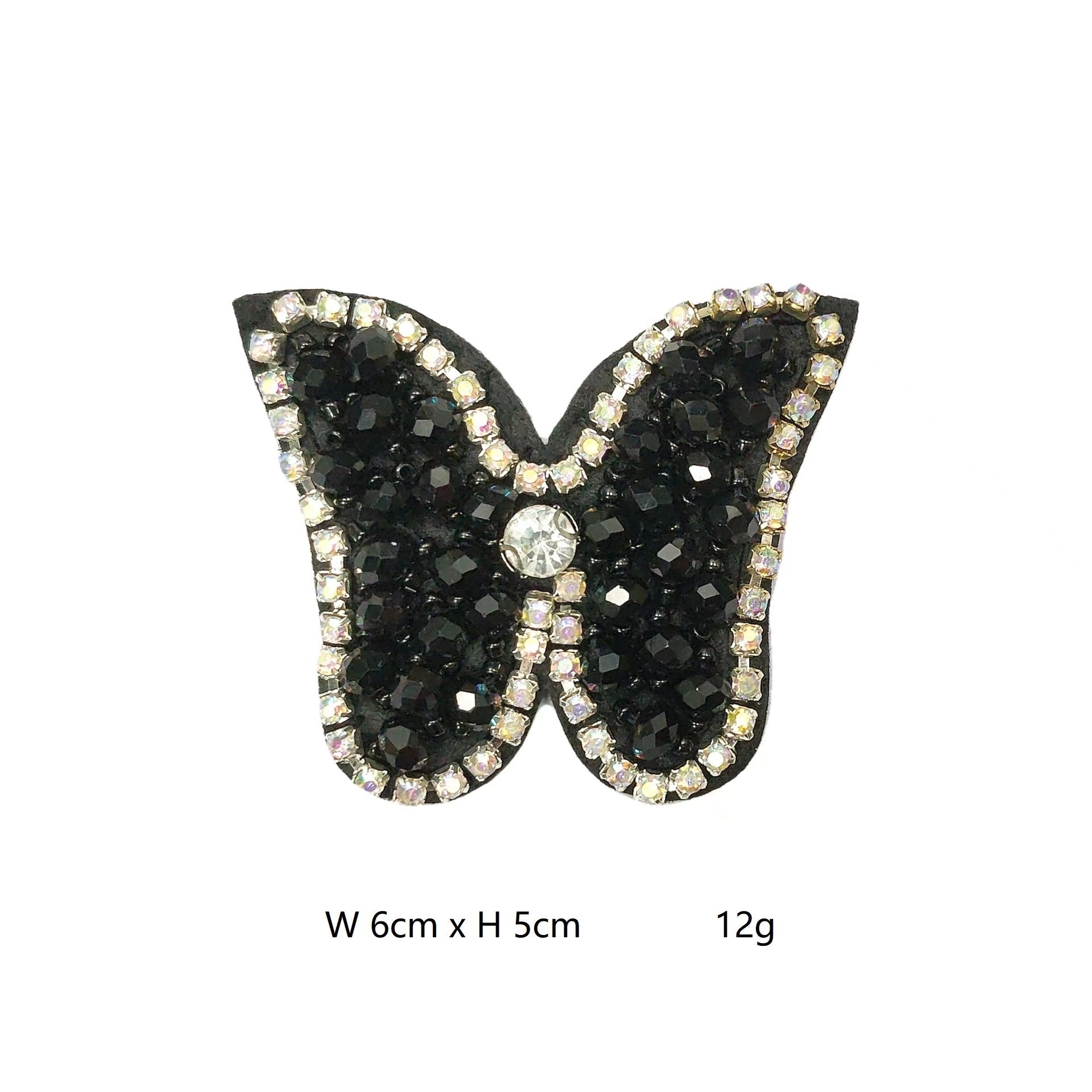 Schmetterling-Patch: schwarze Strasssteinchen mit silbernem Einfassungsrand