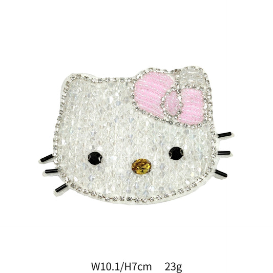 Kitty Cat Elephant Crown Hand-Rhinestone Embroidered Applique 6 Pack