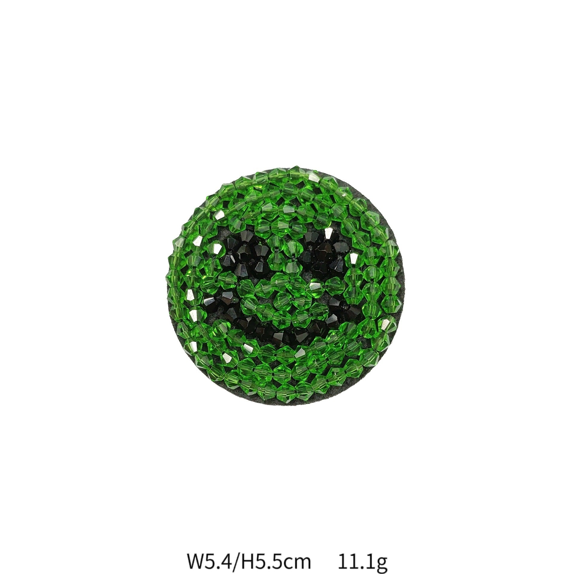 Green rhinestone round applique with faceted sparkle